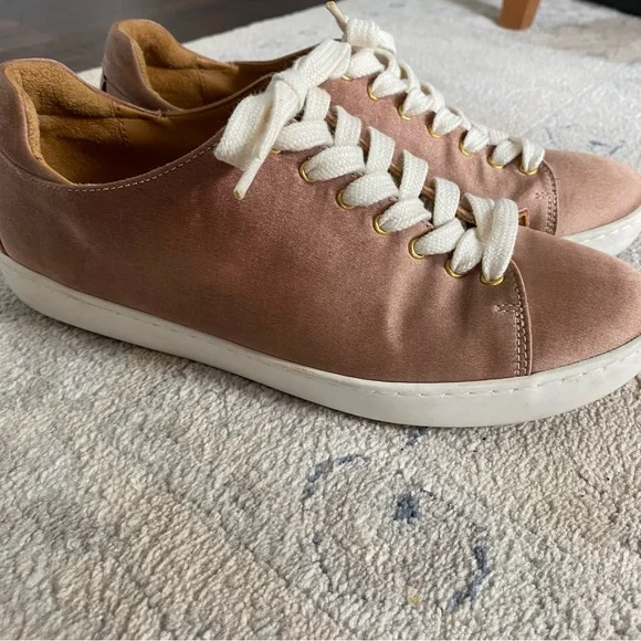 Sezane Jack Trainers Rose Gold Satin FR 38 US 7 RARE